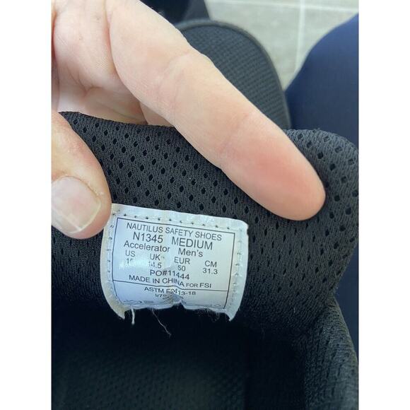 Men’s Nautilus Safety Footwear Accelerator Black Blue Sz 15 Safety Toe Athletic - Picture 6 of 7